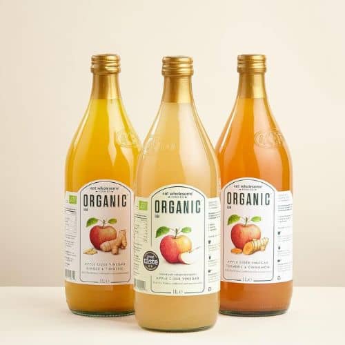 Botellas de vinagre de sidra de manzana