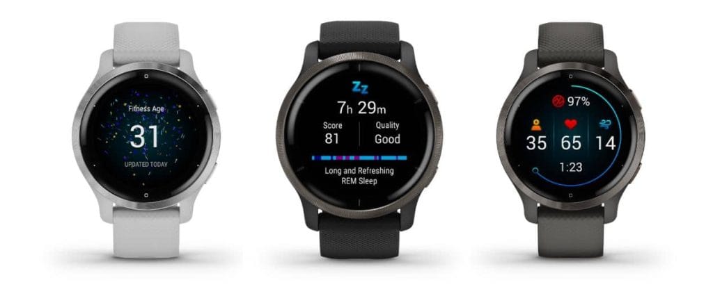 3 relojes running modelo venu 2 de la marca garmin